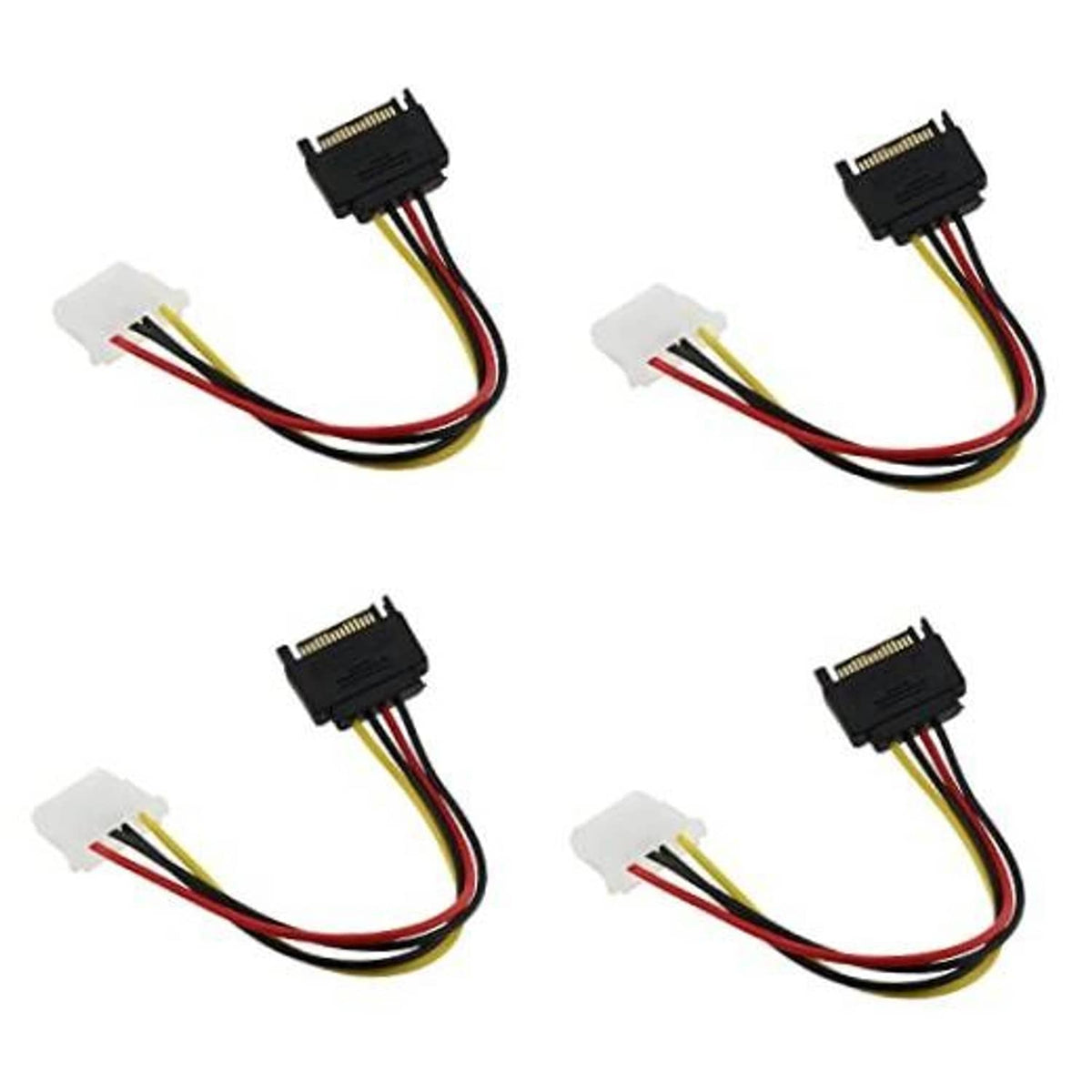 Adapter cable set: SATA 15-pin to white 4-pin Molex, black connectors with multi-color wires