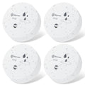 White water leak detector alarms, 4-pack with wet sensor icons on round bases