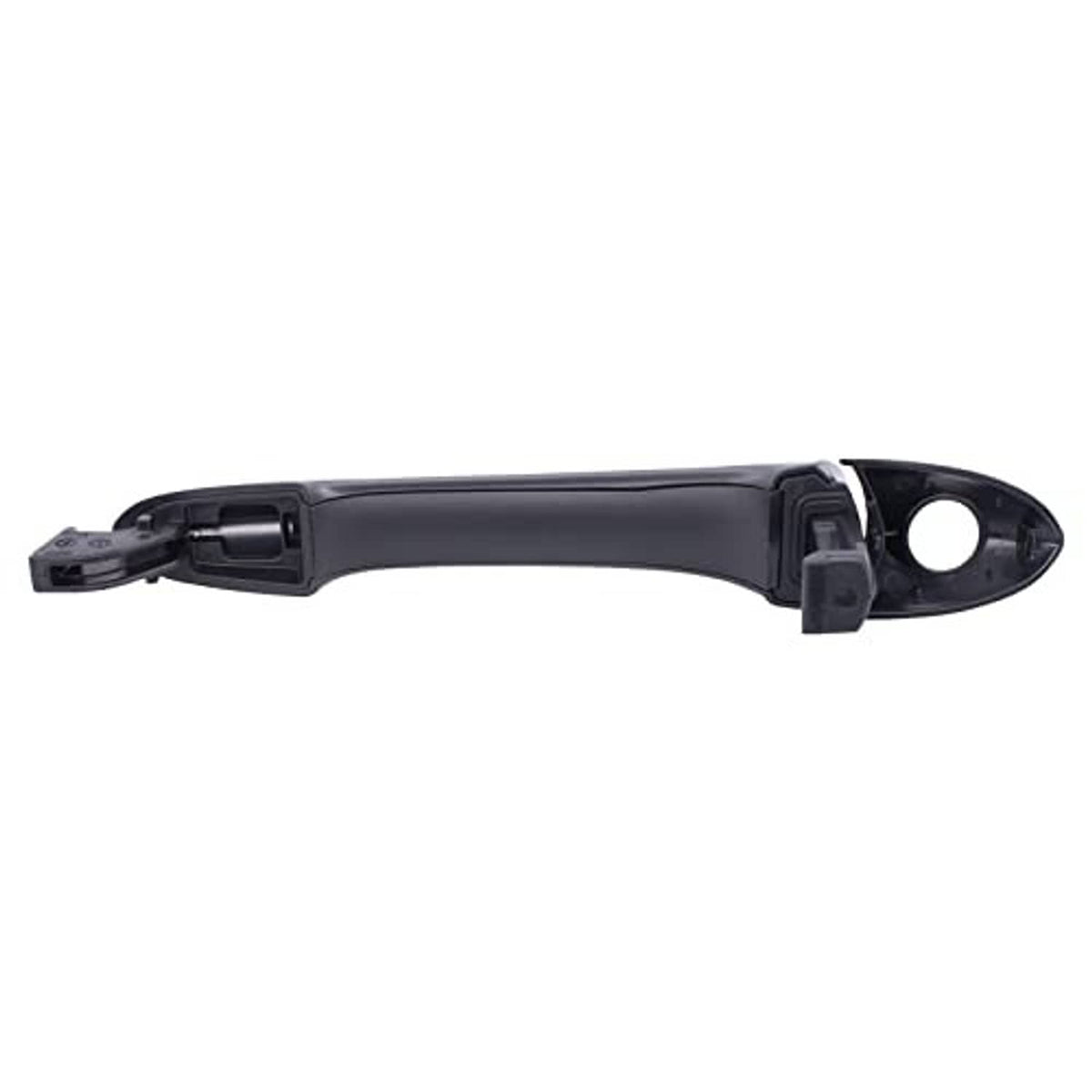 Exterior door handle with black housing and circular latch opening, front driver/passenger side