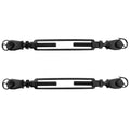 Black M8 jaw turnbuckle hook, chrome bar with spring-style eye ends