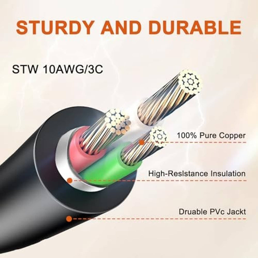 10AWG/3C power cable cross-section with copper strands in black jacket