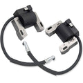 Ignition coil set with black modules, metal brackets, and black spark plug wires