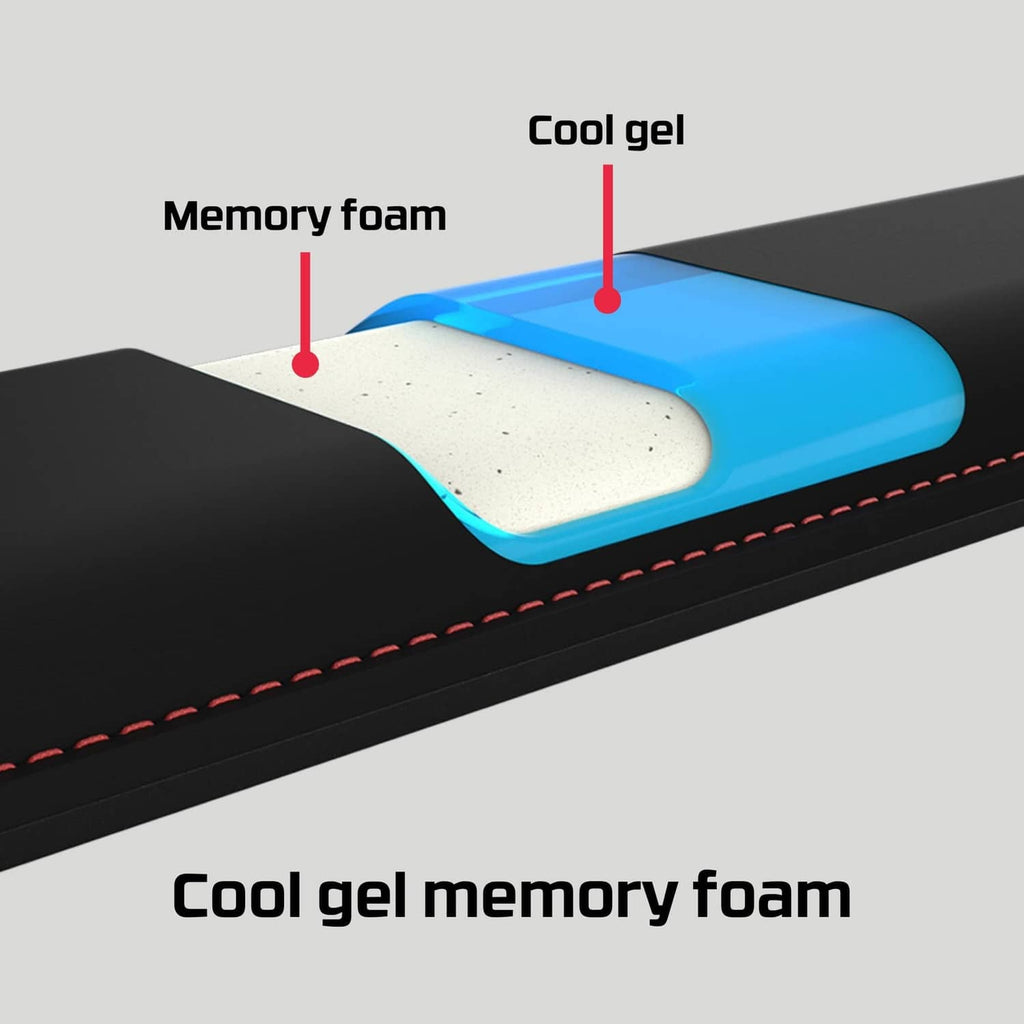 HyperX cooling gel memory foam wrist rest, blue gel layer on black base