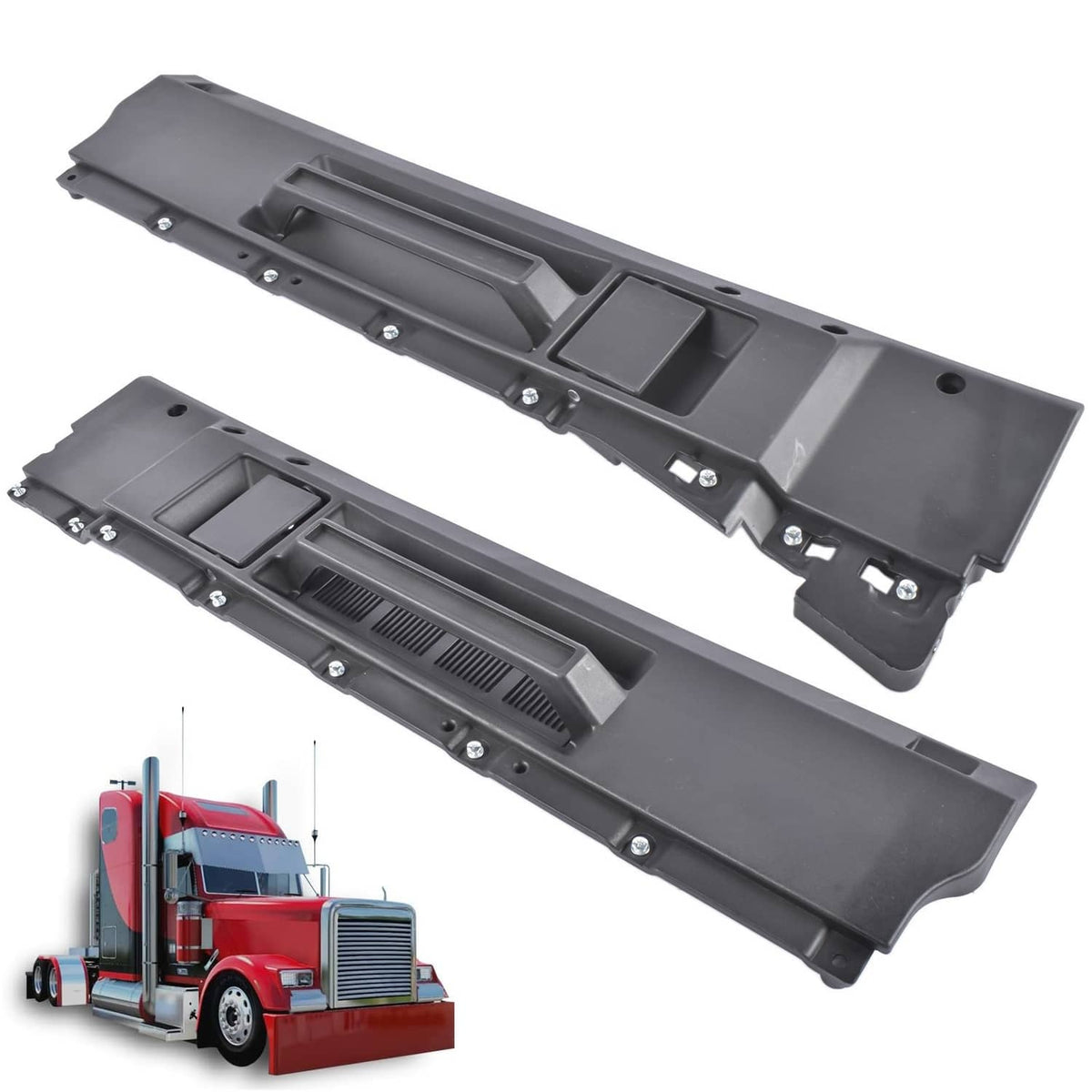 Set of black interior door handle housings, left and right, with mounting holes