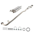 Exhaust muffler and resonator pipe kit with mounting hardware, stainless steel finish