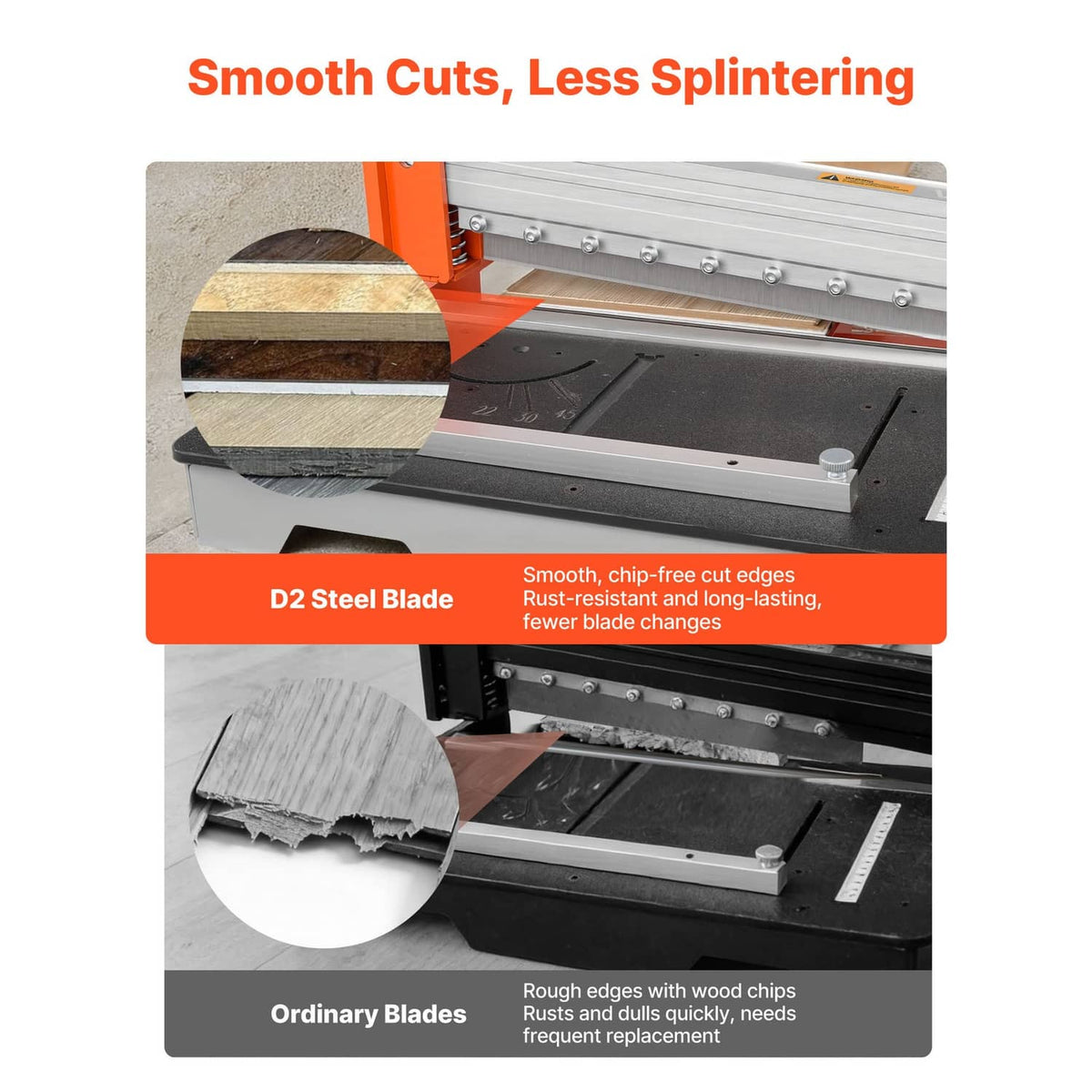 Vinyl flooring cutter with D2 steel blade for smooth cuts and fewer chips