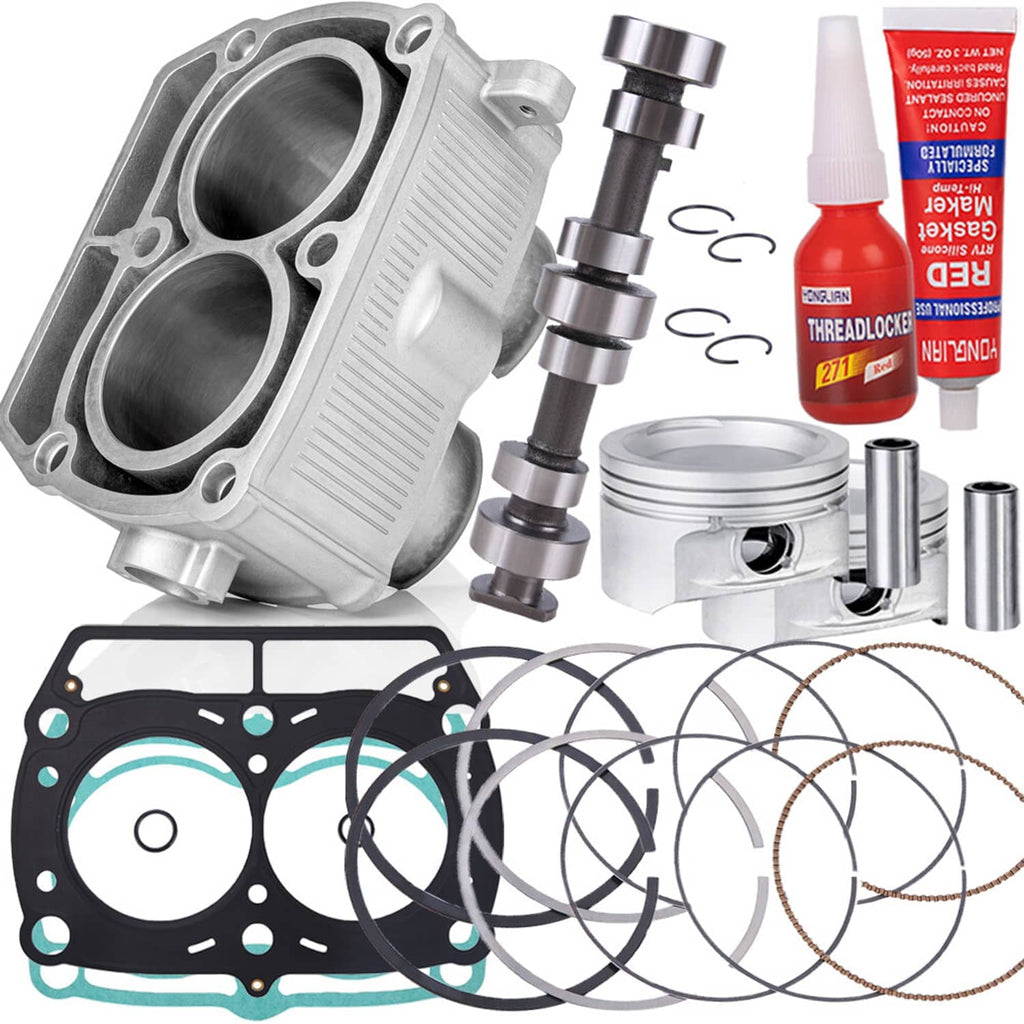 Cylinder kit with cylinder block, camshaft, pistons, rings, and gasket set