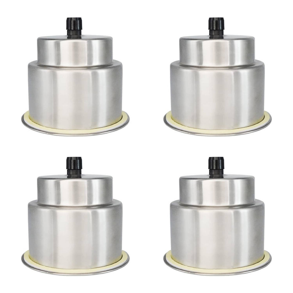 Stainless steel cup holder inserts set of 4, silver with black threaded caps