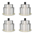 Stainless steel cup holder inserts set of 4, silver with black threaded caps