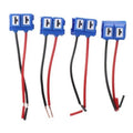 Set of 4 ceramic bulb socket pigtails, blue plugs with red/black wire leads