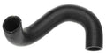 Molded coolant hose, dark rubber with curved bend and open ends