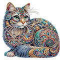 Multicolor diamond art cat canvas with sparkling rhinestone-style gem pattern and ornate details