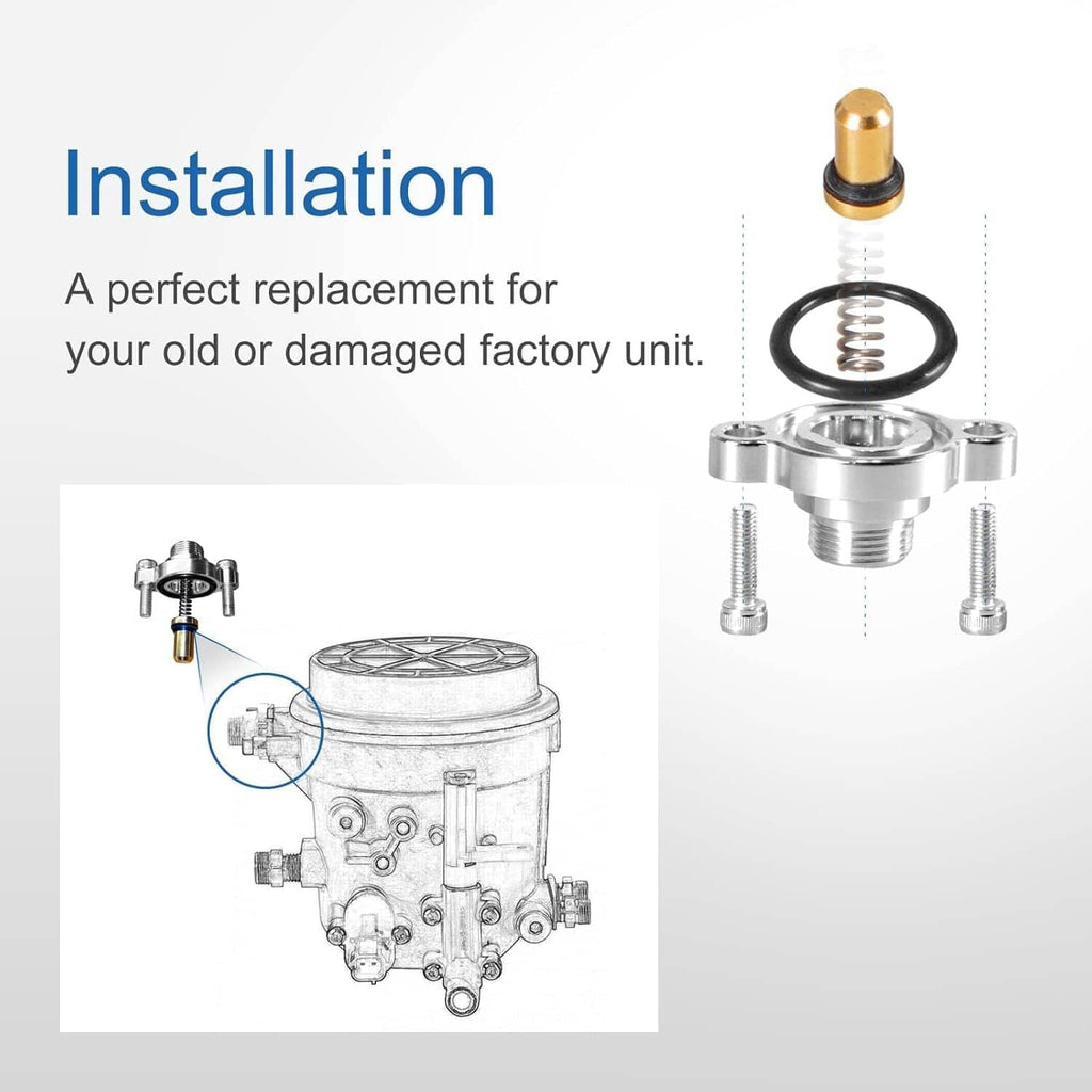 Fuel pressure regulator kit shown with installation components and pressure regulator body