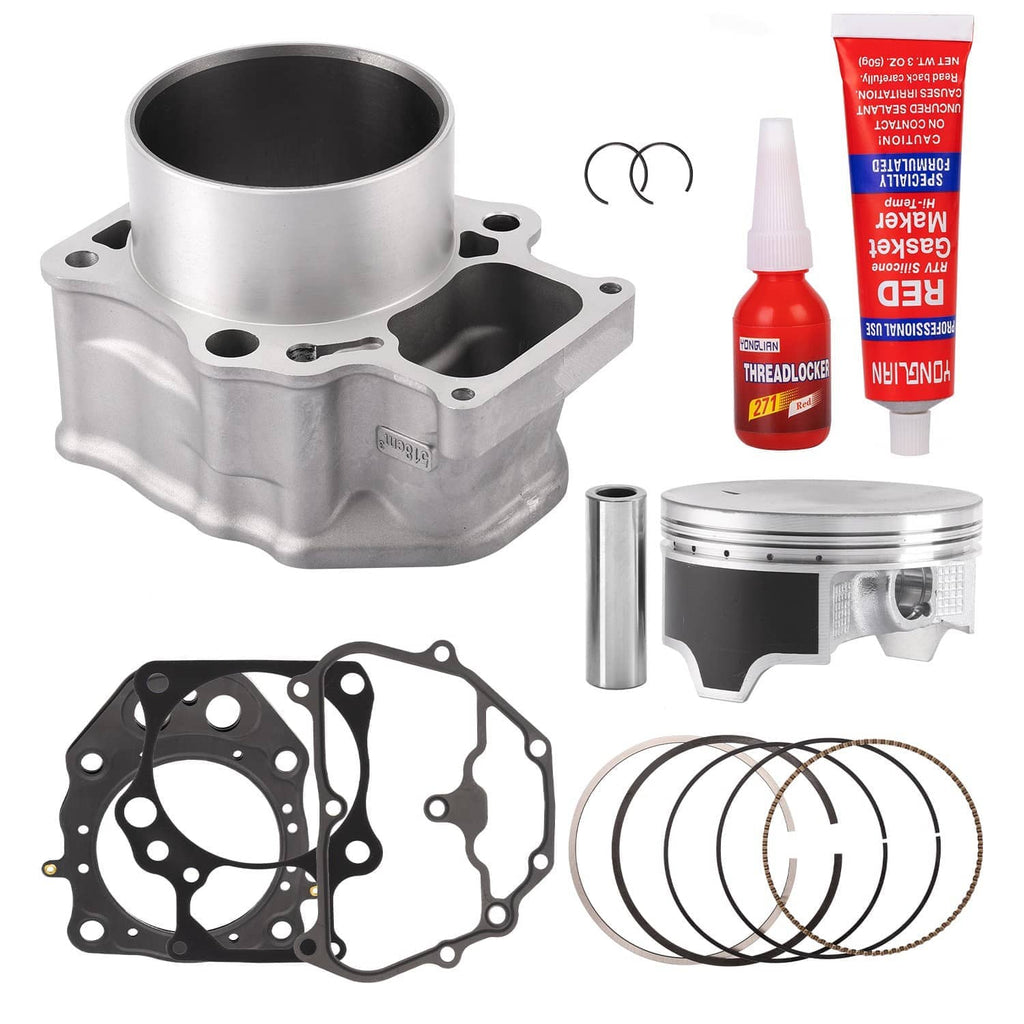 Aluminum engine cylinder with piston, rings, and gasket kit components