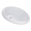 White oval LED pancake ceiling light with central lens window