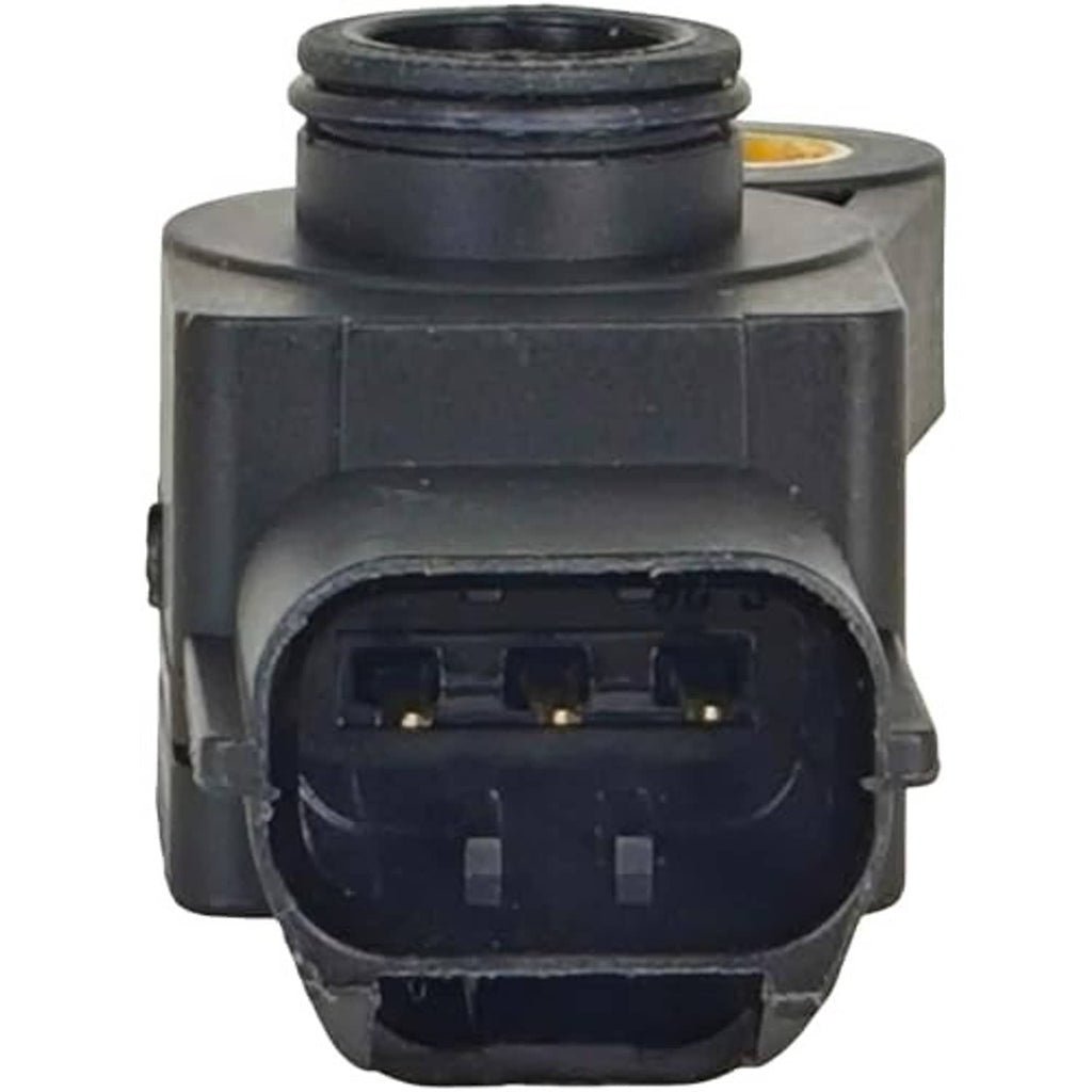 Black throttle position sensor connector end with pin slots and threaded port