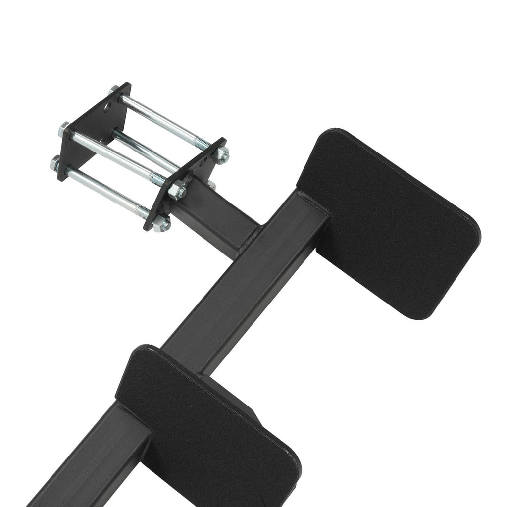 3-step ladder head-to-foot view with three black anti-slip pads and frame