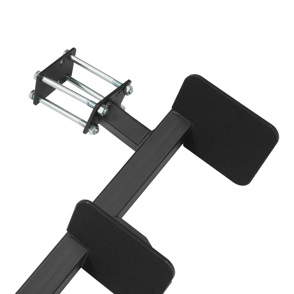 3-step ladder head-to-foot view with three black anti-slip pads and frame