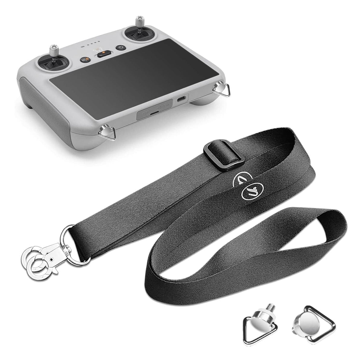 Black Arzroic neck lanyard strap with metal rings and adjustable loop for controllers