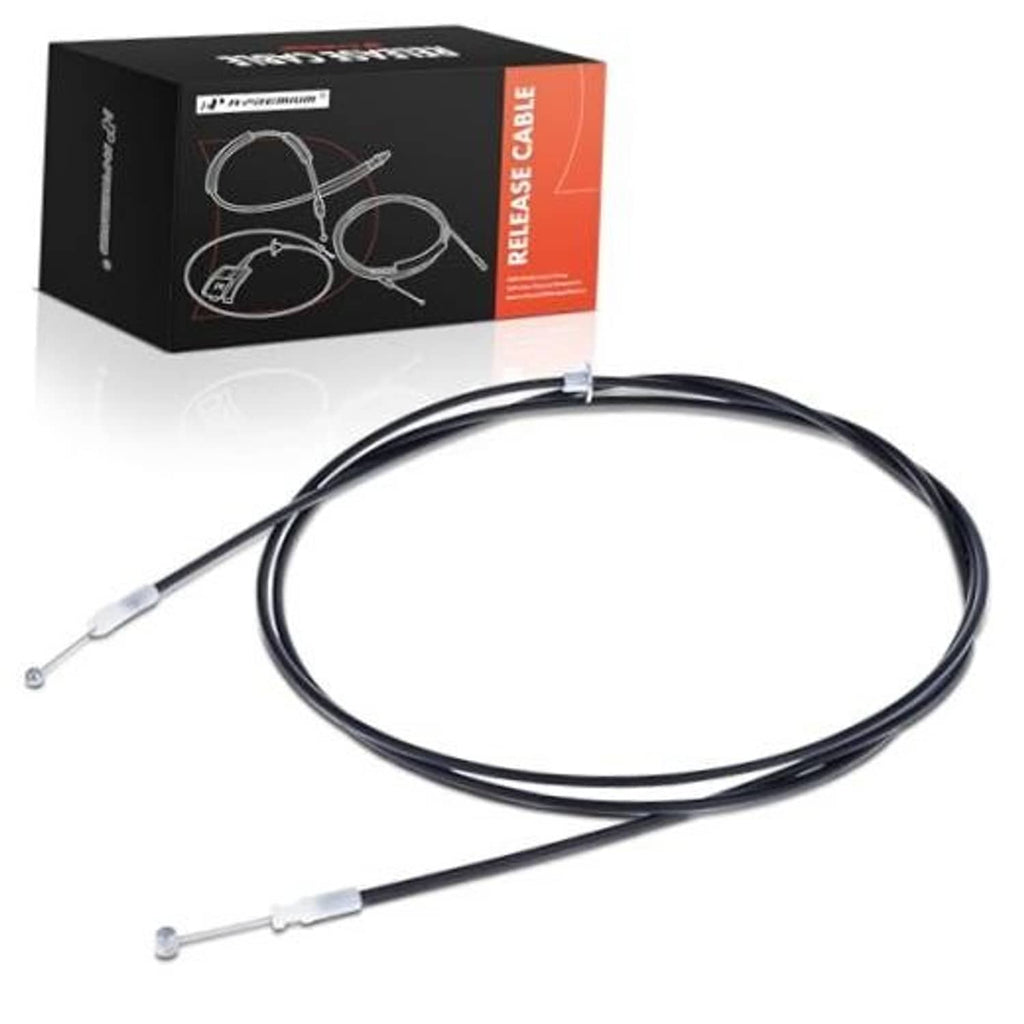 Front hood latch release cable kit, black wire with metal end terminals