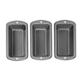 Set of 3 Wilton non-stick mini loaf pans, dark gray with hanging holes