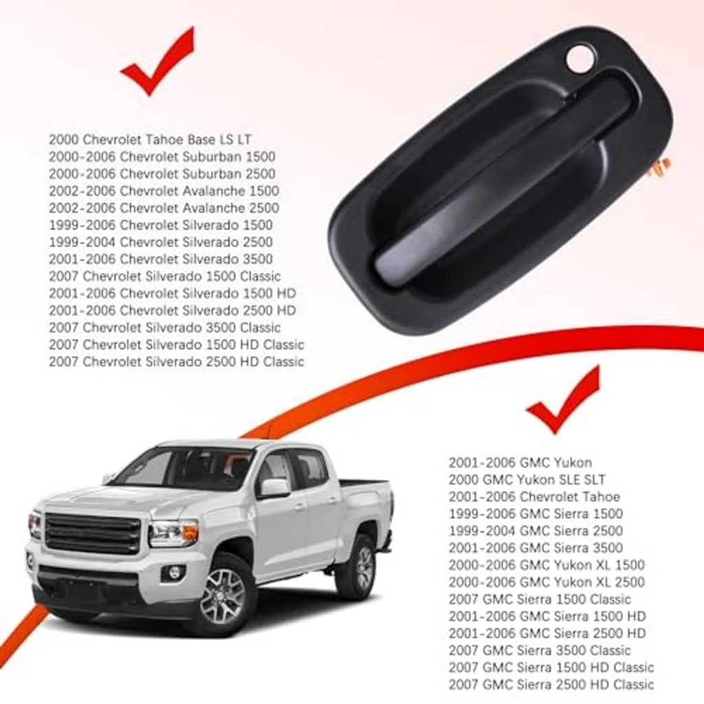 Exterior door handle, black textured finish with key hole opening