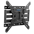 Ultra-slim full-motion TV wall mount bracket in black, with VESA plate and arms