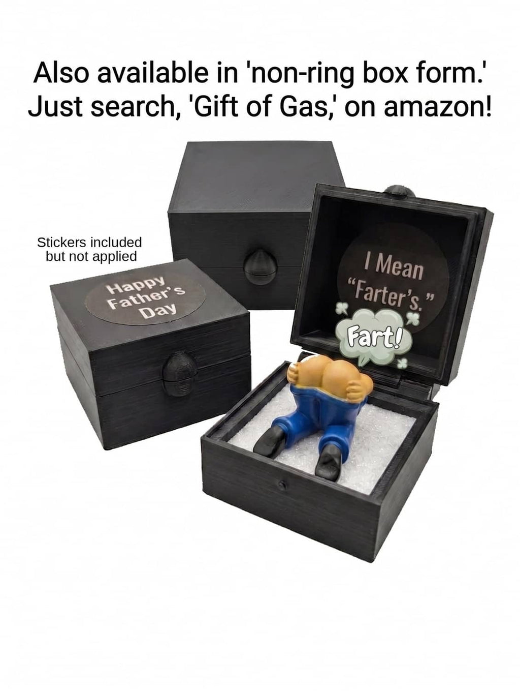 Gift box set with black and white ring boxes and included stickers