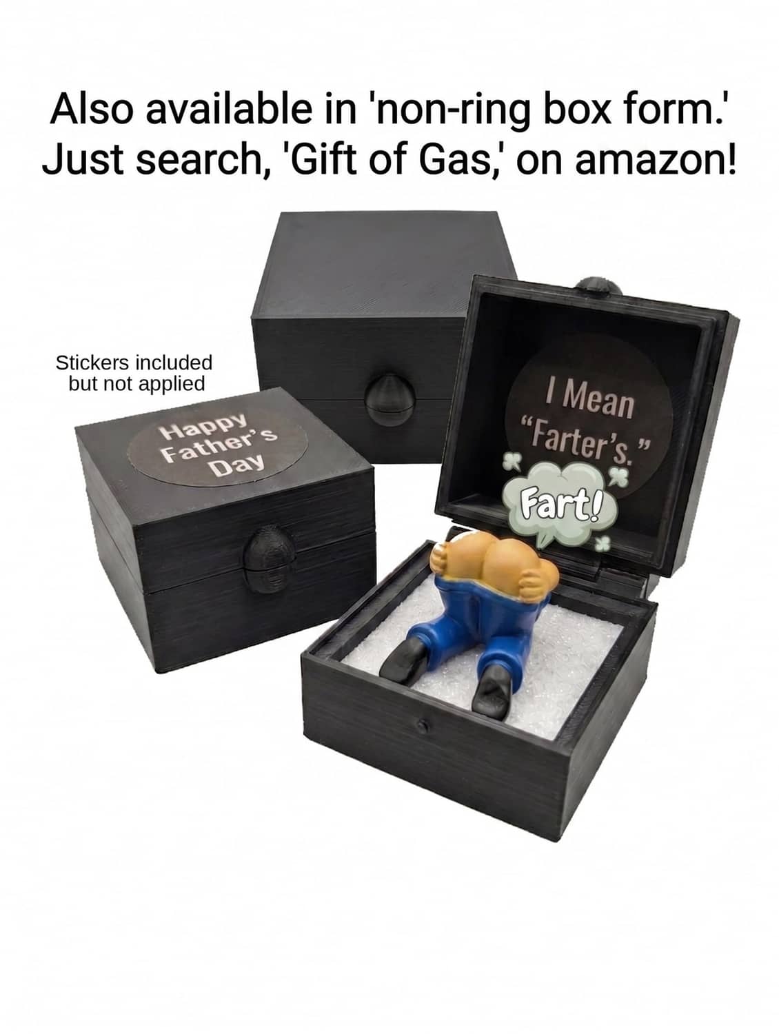 Gift box set with black and white ring boxes and included stickers