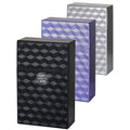 3-pack king-size cigarette cases, black, blue, and silver with textured cube pattern