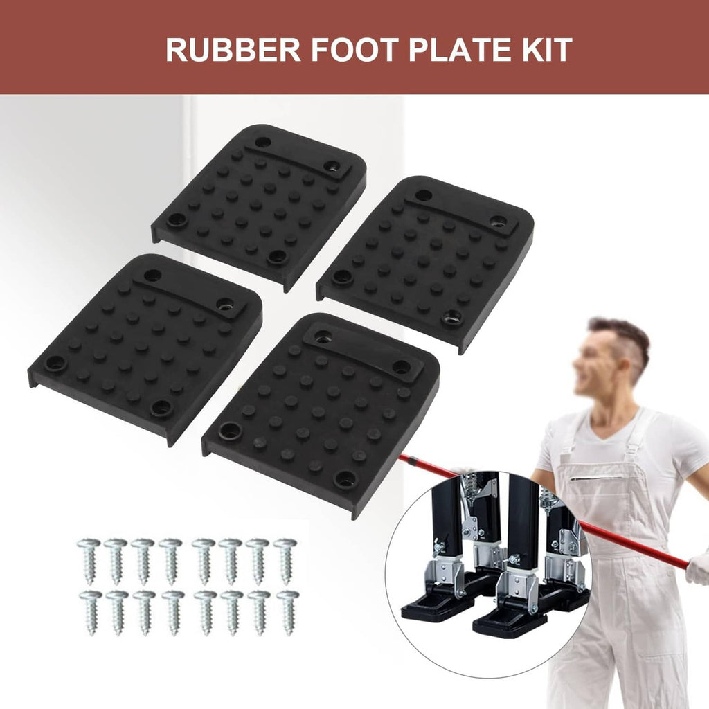 Rubber foot plate kit with four black anti-slip pads and metal mounting screws