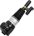 Front right air suspension strut with black air spring, silver body, and sensor connector