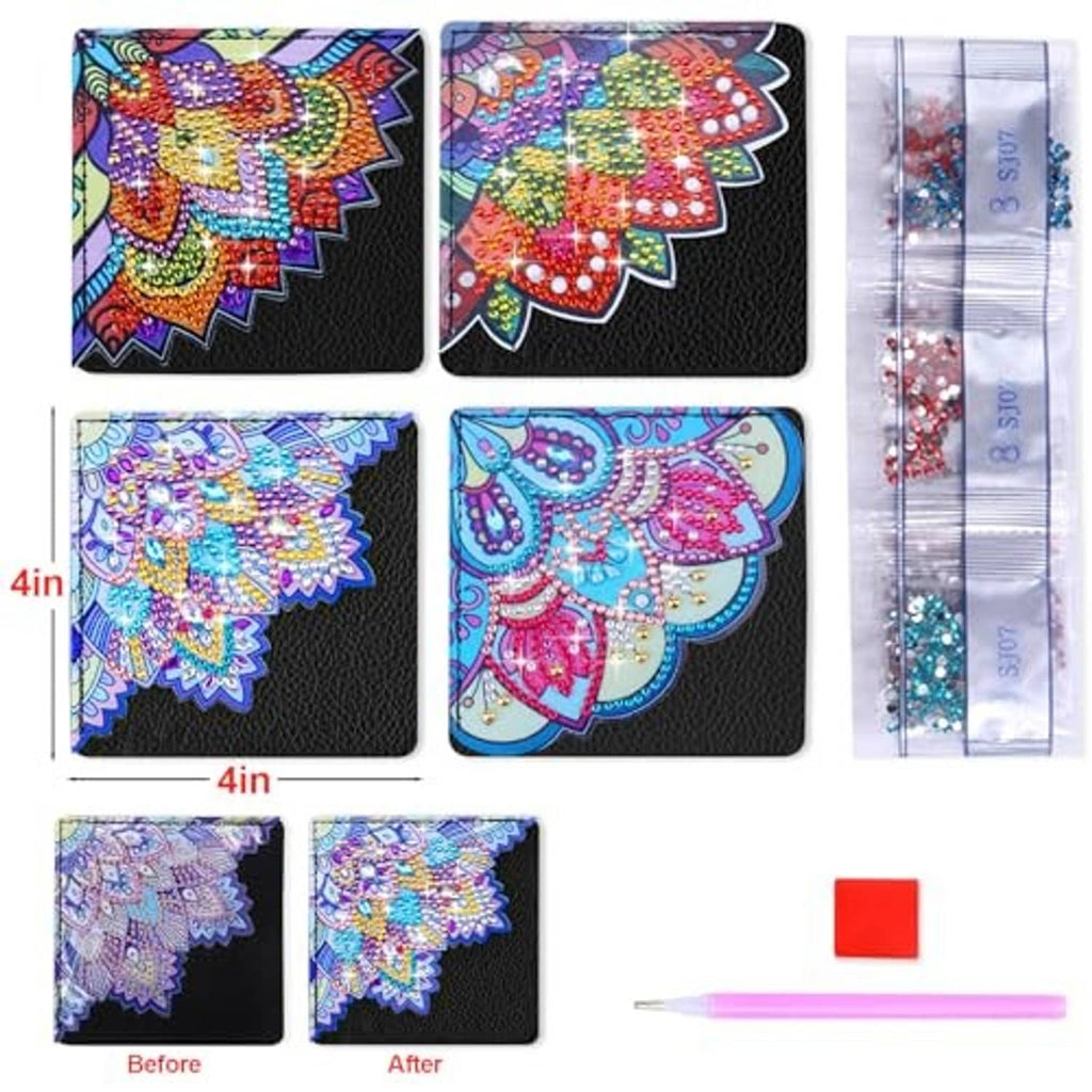 Diamond art bookmark set with mandala designs plus diamond sorting strips and tools