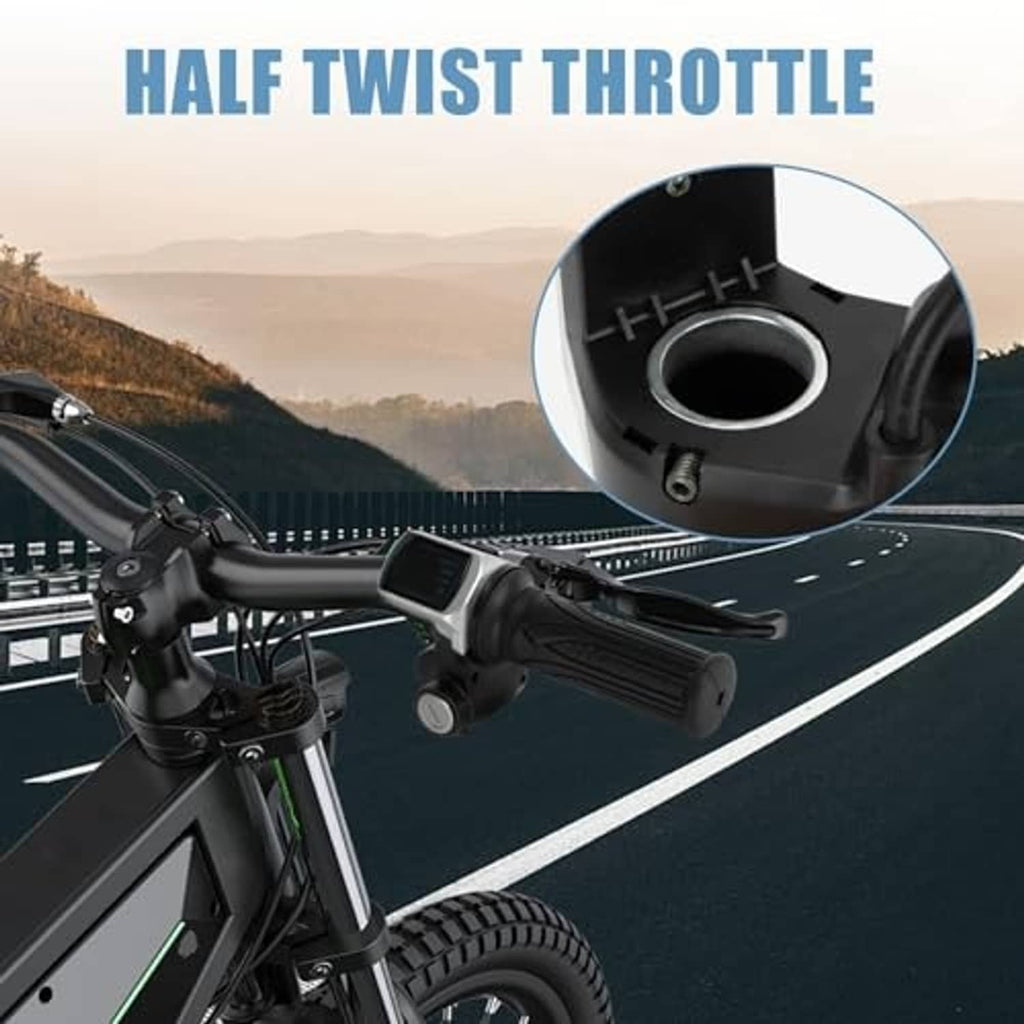 Half-twist throttle grip mounted on scooter handlebar, with visible twist ring opening