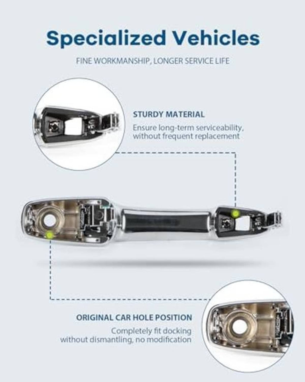 Exterior chrome door handle replacement with interior mounting details