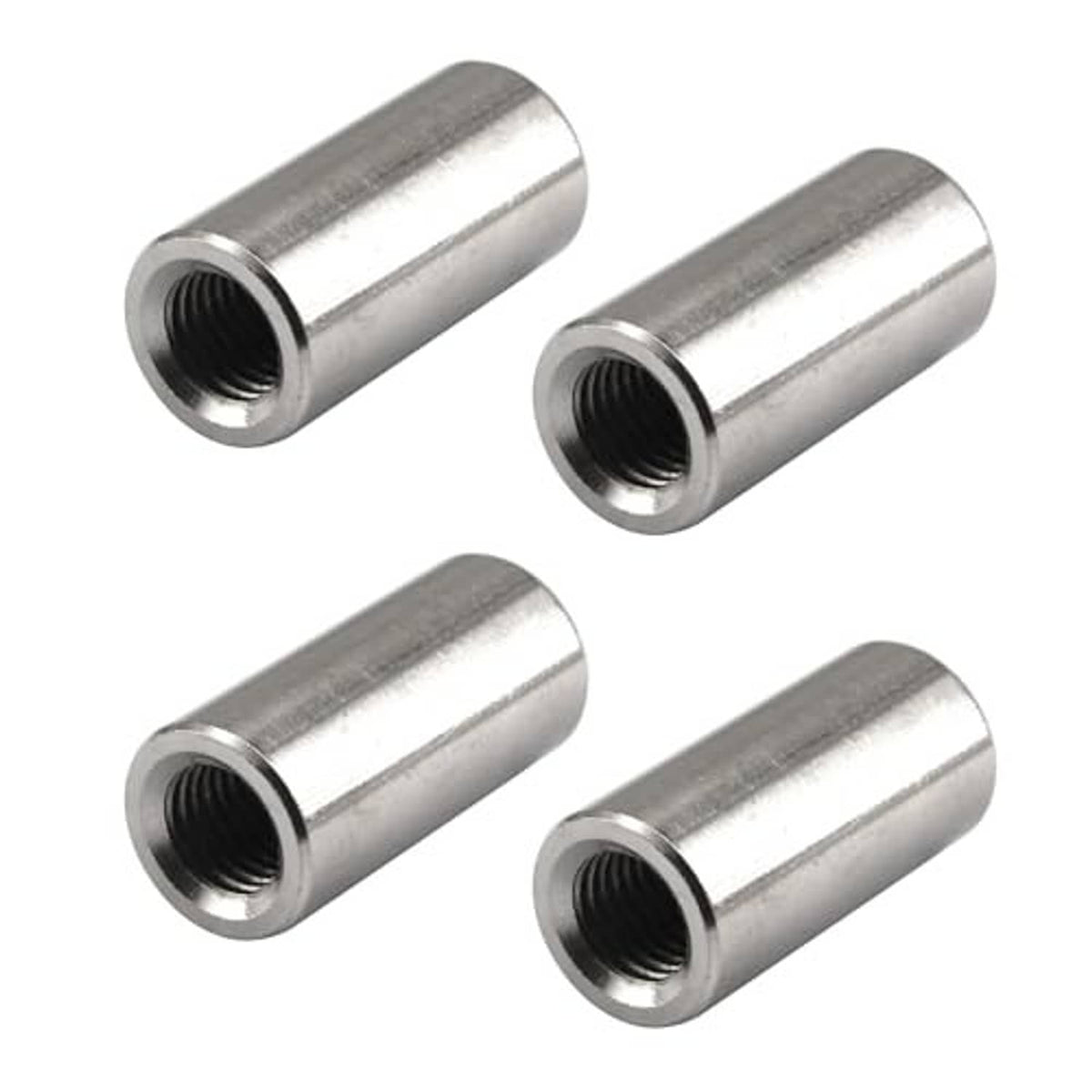 Stainless steel sleeve nuts set, cylindrical tubes with internal screw threads