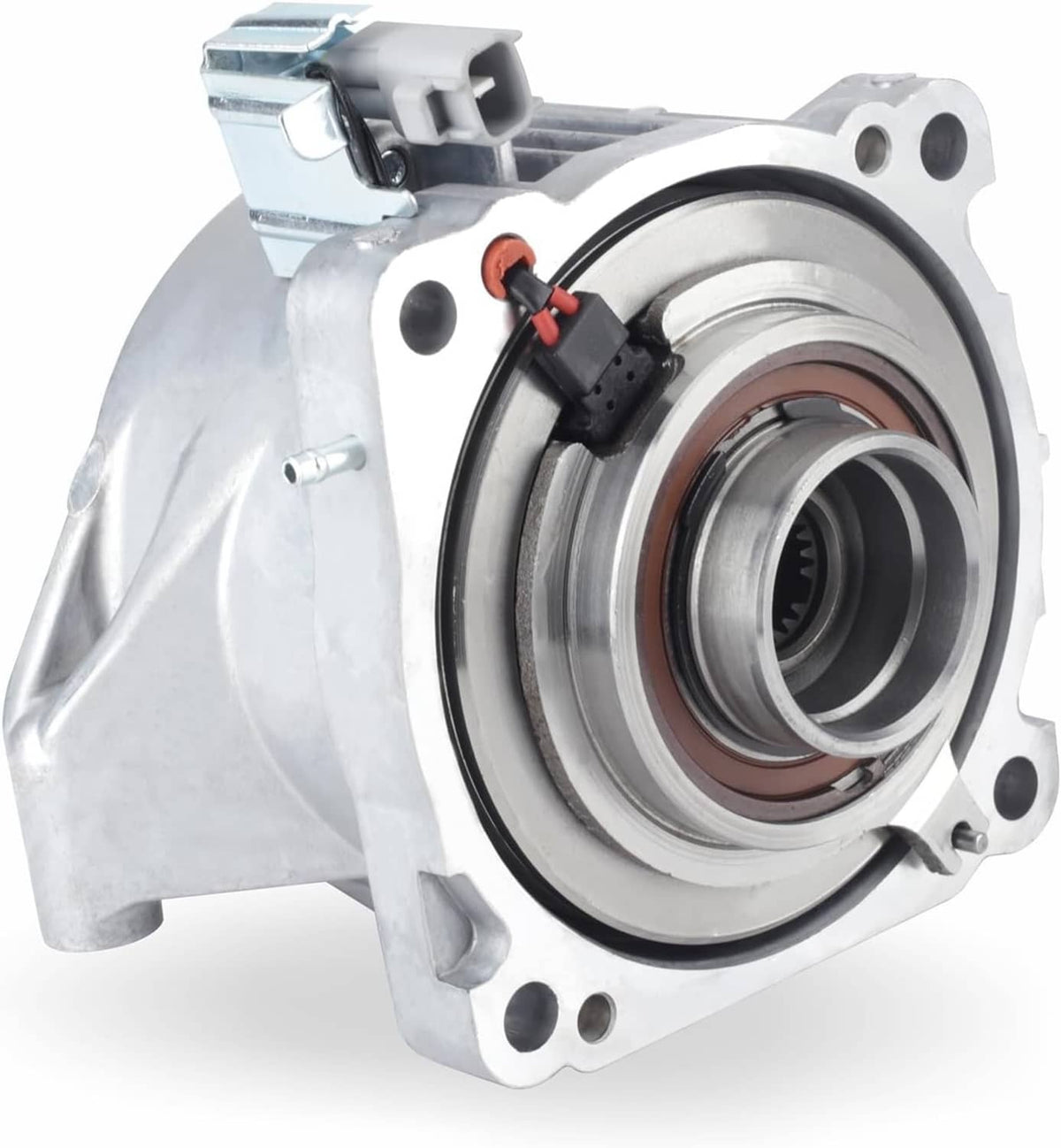 Rear differential viscous coupler coupling close-up with rubber seal and orange clip