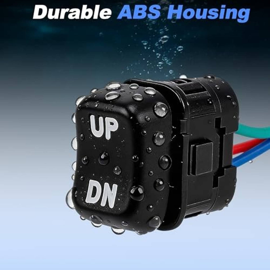 Water-resistant black ABS trim tilt switch housing with UP and DN button markings