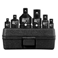 Impact socket adapter set with six black CR-MO reducers on a textured storage case