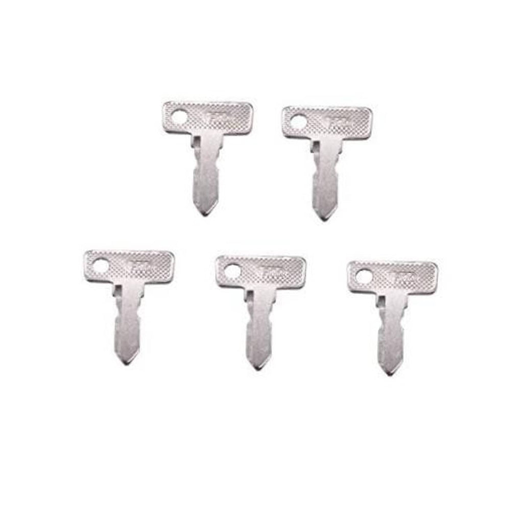 5-piece ignition key set with metal cut blanks, rectangular head and pointed blade