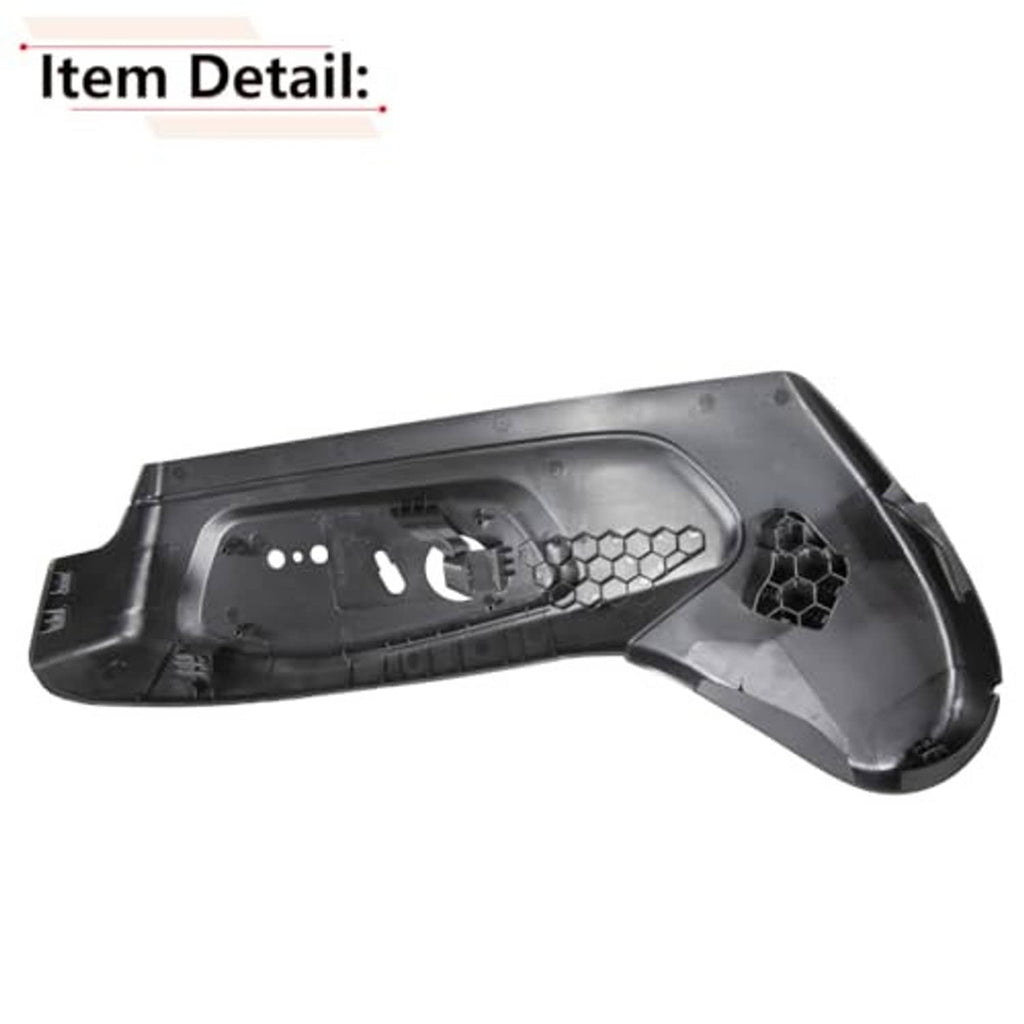 Driver side seat trim cover underside, dark plastic with molded vent and honeycomb detail