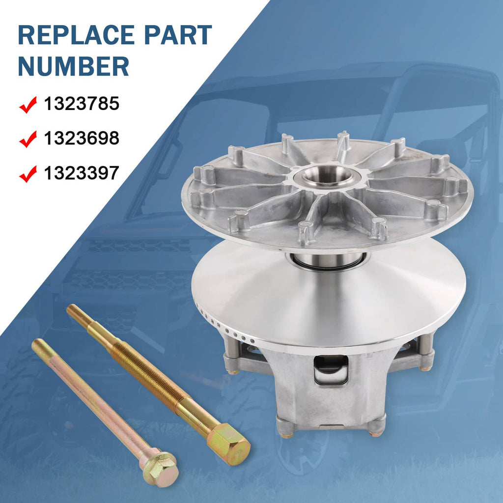 Primary drive clutch assembly with large silver sheave and two guide rods