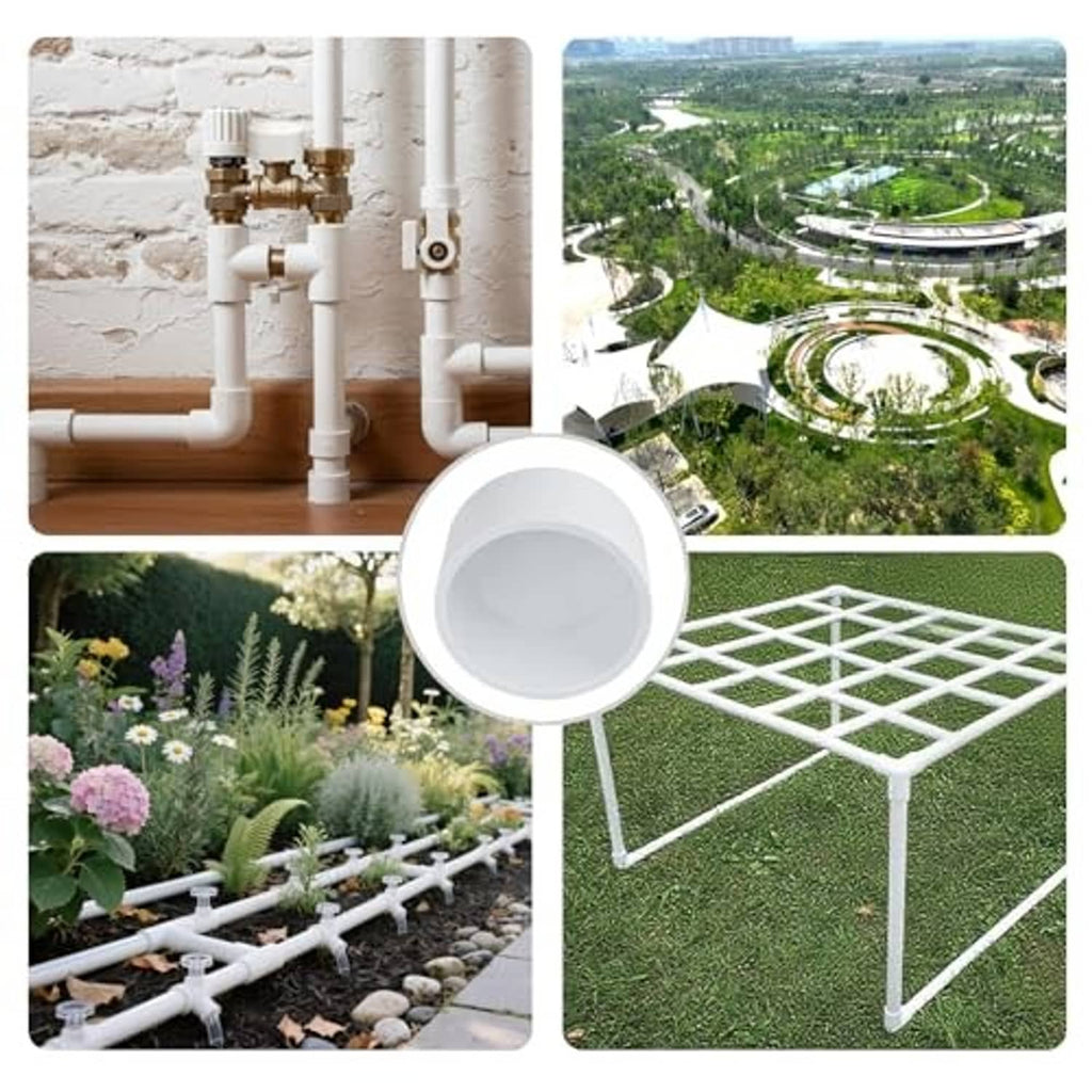 White PVC slip-on pipe end cap with round open center
