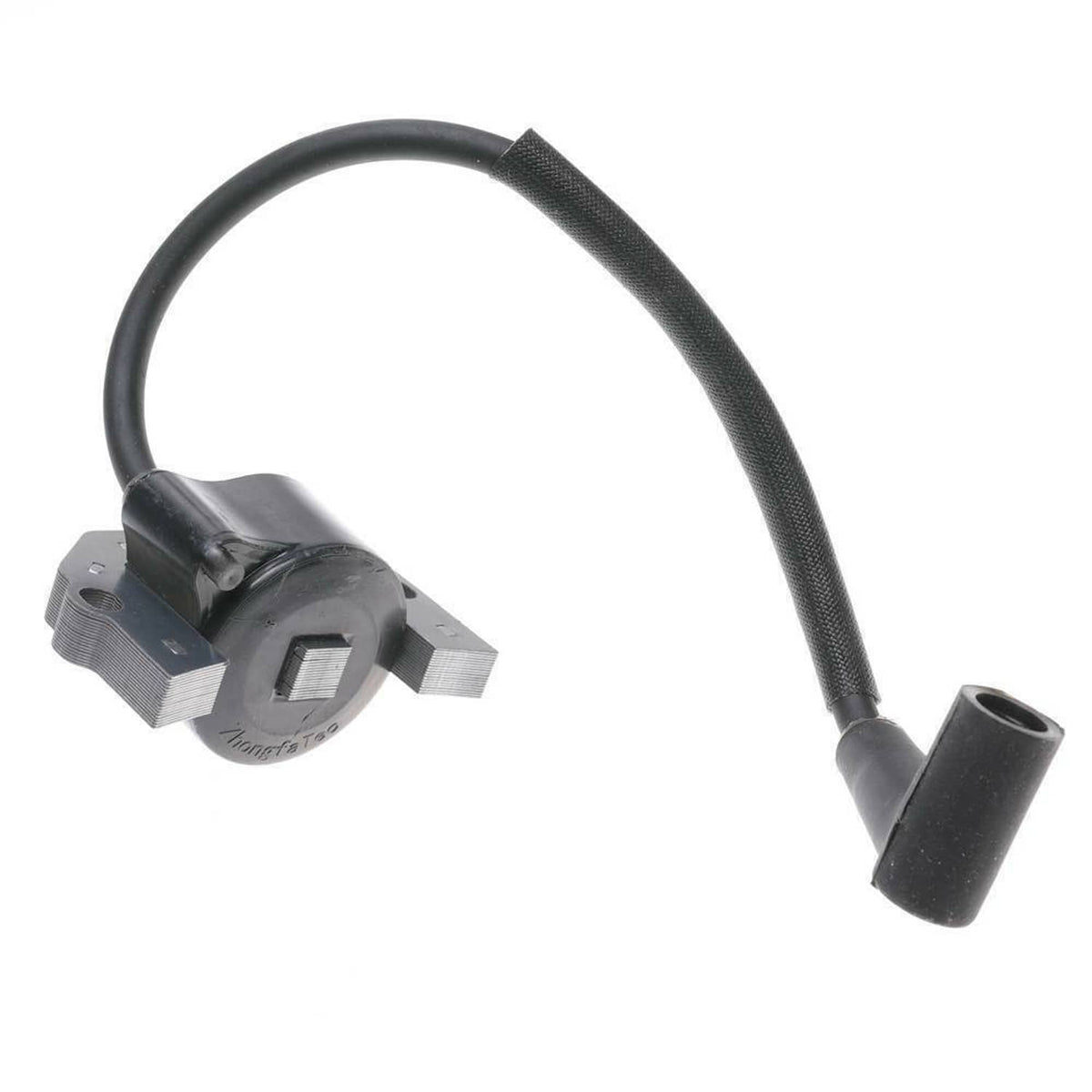 2-pack ignition coil module with black wiring and gray mounting bracket, single unit view