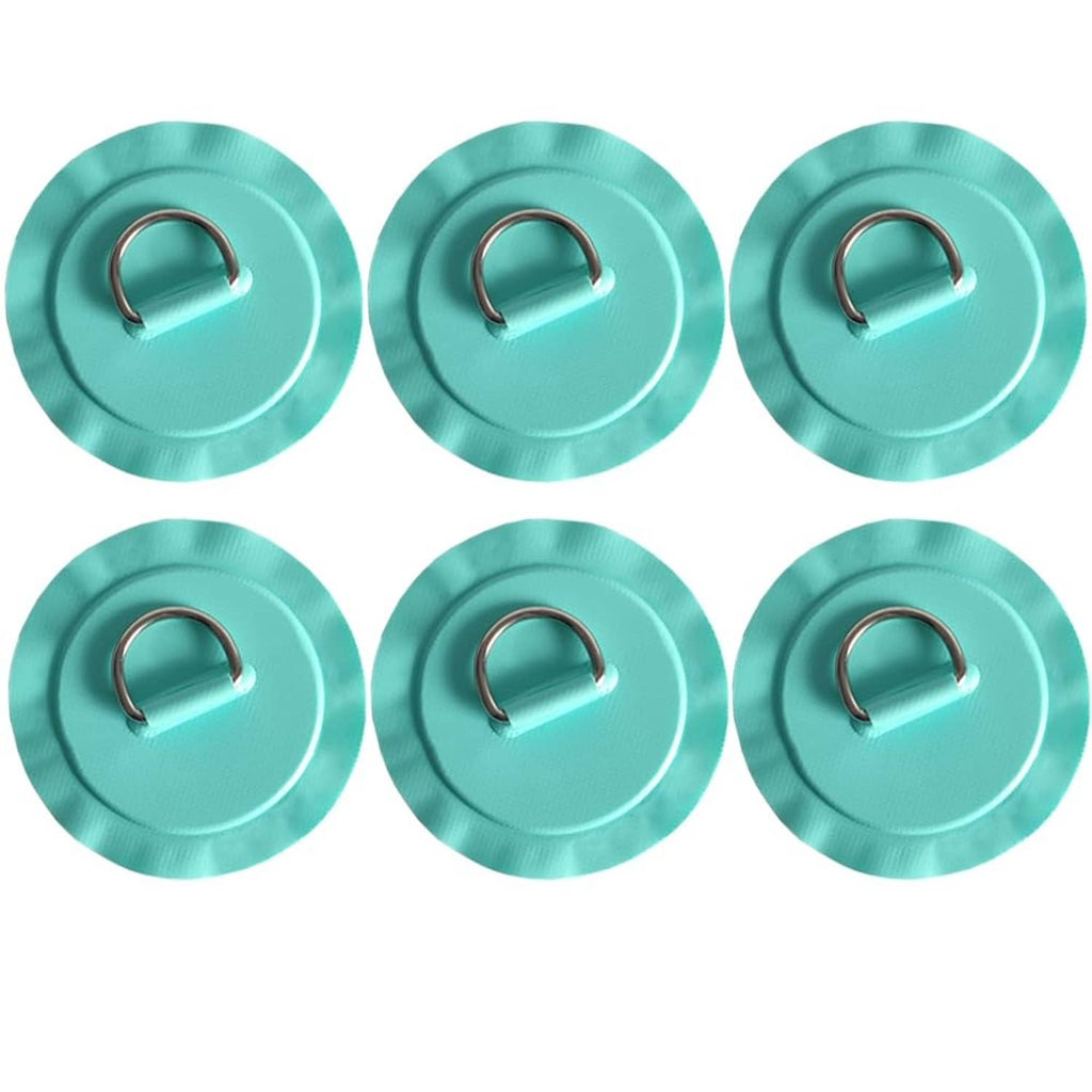 Teal circular patch with stainless steel D-ring, set of 6