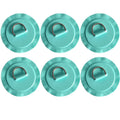 Teal circular patch with stainless steel D-ring, set of 6