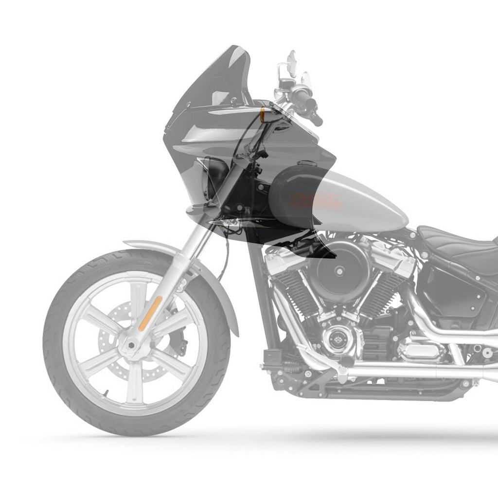 Motorcycle windshield fairing bracket set with clear windscreen, front-mounted