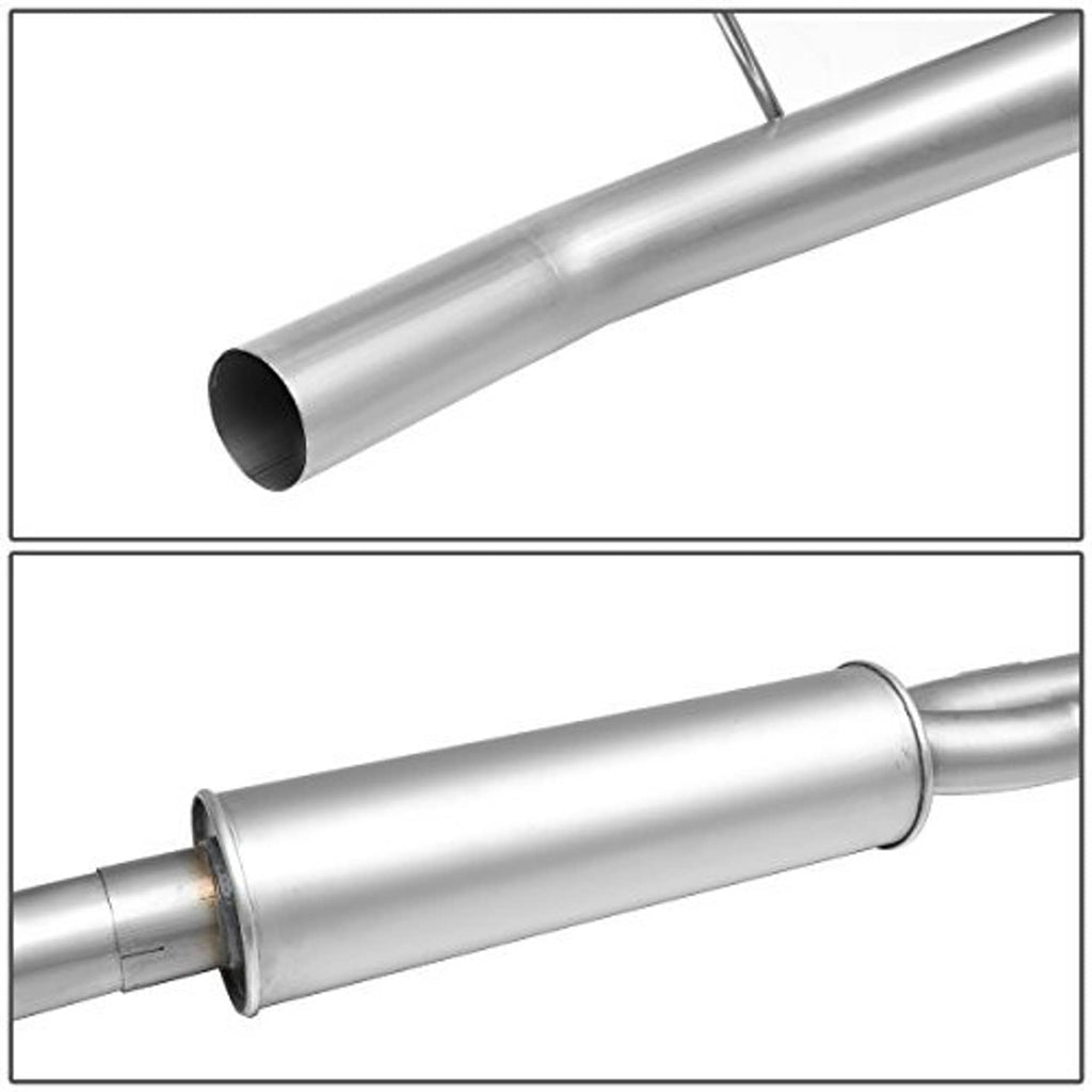 Stainless steel exhaust pipe with dark outlet opening, smooth cylindrical finish