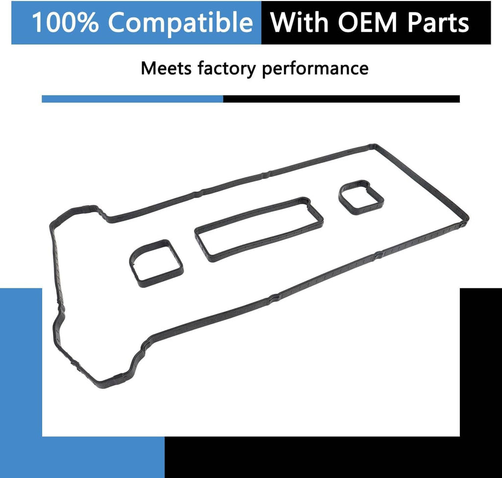 Valve cover gasket set with long gasket and small rectangular seals.