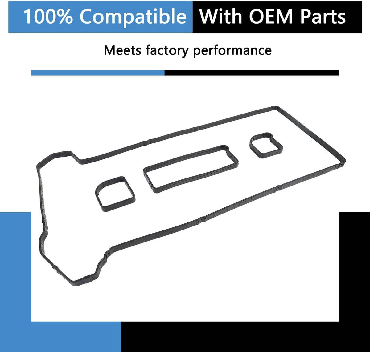 Valve cover gasket set with long gasket and small rectangular seals.